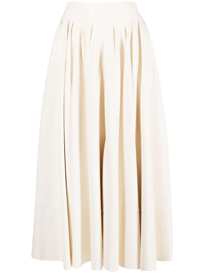 Philosophy Di Lorenzo Serafini Pleated Faux Leather Midi Skirt In White