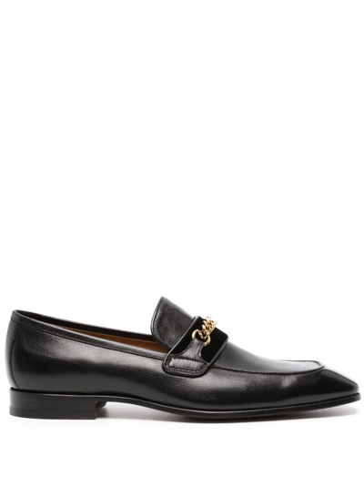 Tom Ford Bailey Chain-detail Leather Loafers - Men's - Calf Leather/brass In Black