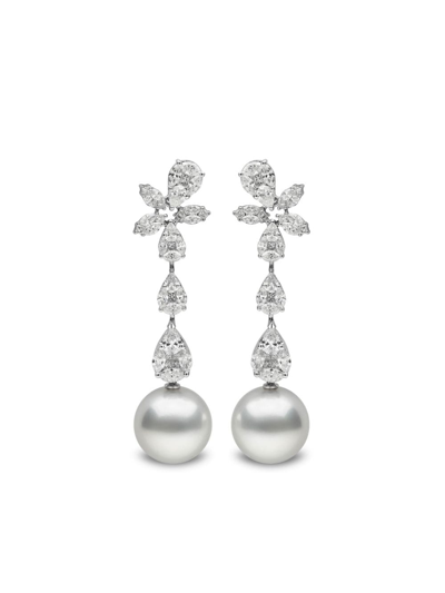 Yoko London 18kt White Gold South Sea Pearl And Diamond Earrings In 7