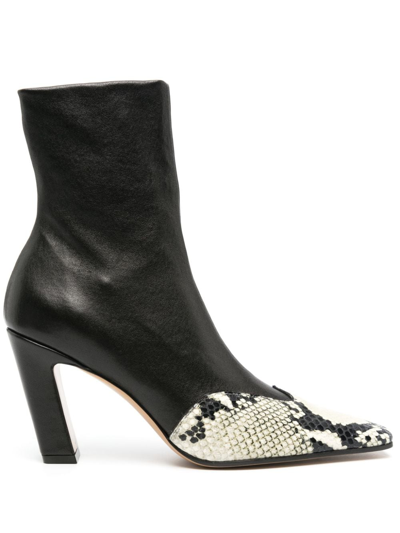 Khaite Dallas High 85 Leather Ankle Boots In Black