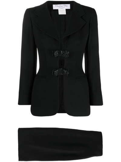 Pre-owned Dior 1990s  Sequin-embellished Skirt Suit In Black