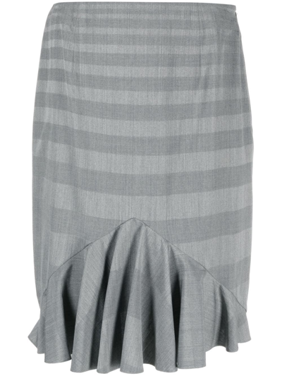 Pre-owned Dior 1990s  Ruffled Hem Miniskirt In Grey