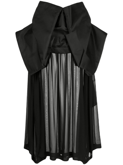 Comme Des Garçons Folded-detailing Sheer-underlayer Dress In Black