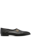 Bally Emblem Leather Balllerina Shoes In Black