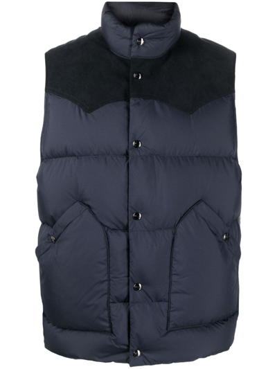 Woolrich Contrasting-panel Padded Vest In Blue