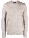 Apc Crew-neck Wool-blend Jumper In Neutrals