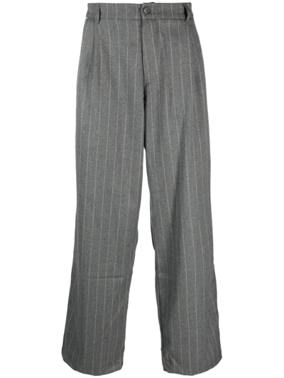 Family First Straight-leg Pinstripe-pattern Trousers In Grey