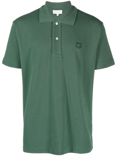 Maison Kitsuné Logo-appliquéd Cotton-piqué Polo Shirt In Green