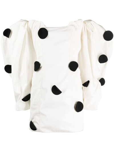 Jacquemus La Robe Taffetas Polka-dot Minidress In White