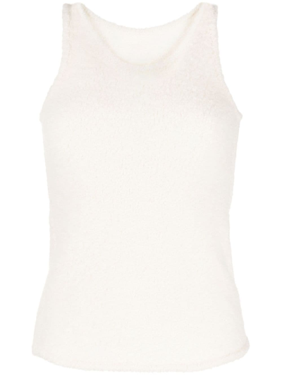 Low Classic Sleeveless Fleece Knitted Top In White
