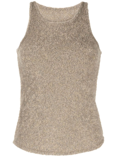 Low Classic Sleeveless Fleece Knitted Top In Green