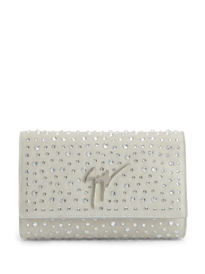 Giuseppe Zanotti Cleopatra Crystal-embellished Clutch Bag In Grey