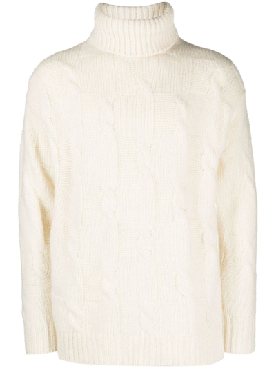 Pt Torino Roll-neck Long-sleeved Jumper In Neutrals