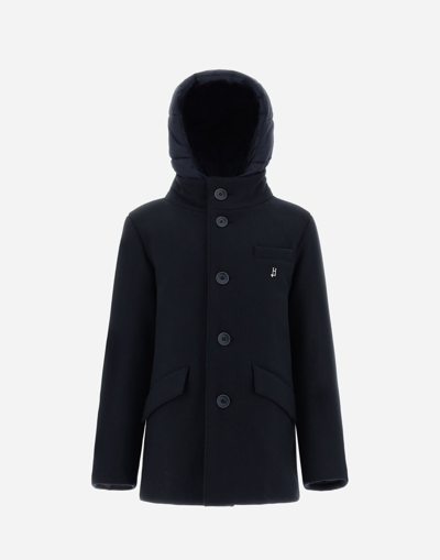 Herno Coat In Ecowool And Nylon Chamonix - Unisex Boys Navy Blue 14a In ネイビーブルー