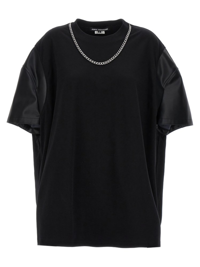Junya Watanabe Eco-leather Sleeve T-shirt In Black