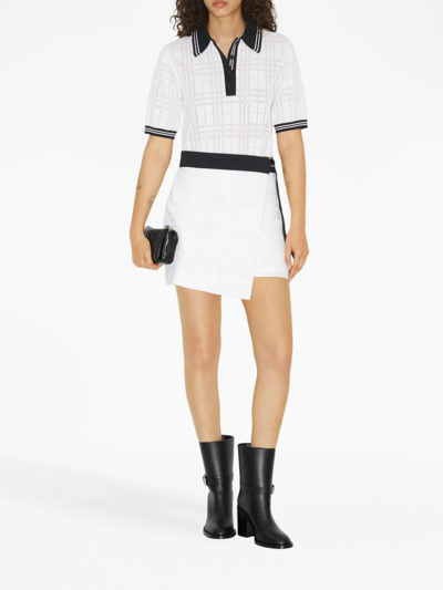 Burberry Check Technical Cotton Wrap Skirt In White