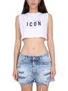 DSQUARED2 DSQUARED2 ICON LOGO PRINTED CROPPED TANK TOP