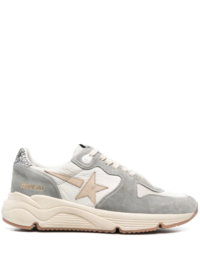 Golden Goose Sneaker Running Sole In Silver/white/cream/smoke