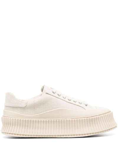 Jil Sander Vulcanized Rubber Platform Sole Sneakers In 280 Butter