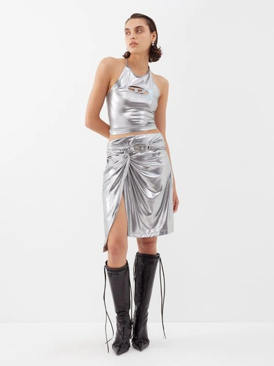 Diesel Draped Midi Skirt In Silver