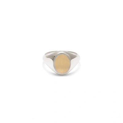 Maor Meek Ring Oval Top In Silver And Yellow Gold In Silver Gold