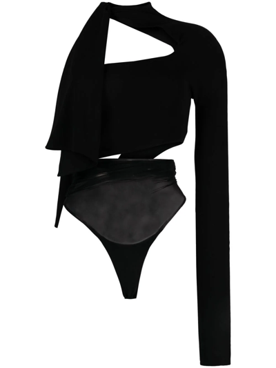 Mugler Women Suit Jersey Cut-out Bodysuit In Black/black B1919