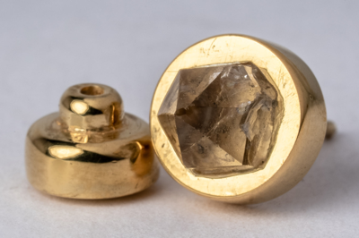 Parts Of Four Gold-plated Silver And Herkimer Diamond Single Stud Earring (9mm) In Sterling Bright Gold