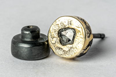 Parts Of Four Stud Earring (fuse, 0.2 Ct, Tiny Faceted Diamond Slab, Ka18k+fcdia) In Gold