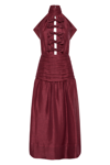 REBECCA VALLANCE BORDEAUX BOW MIDI DRESS