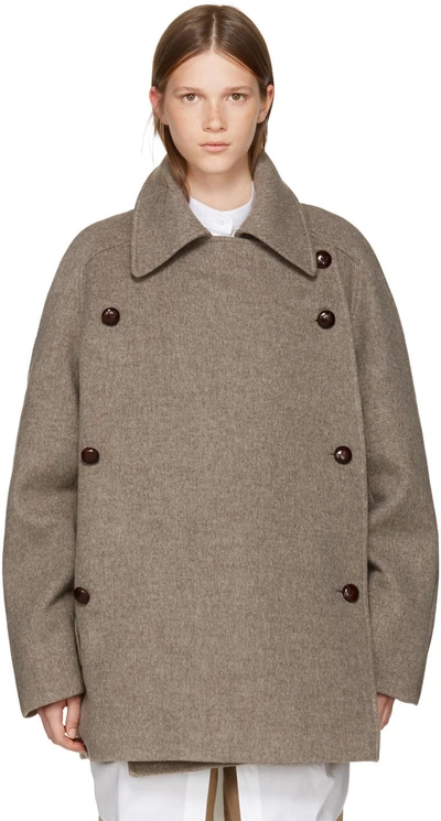 Nehera Oversized Double Face Wool Felt Coat, Beige/brown In Beige/brown