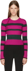 PROENZA SCHOULER Pink & Green Striped Crewneck Pullover