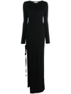 SAINT LAURENT SIDE-SLIT WOOL MAXI DRESS