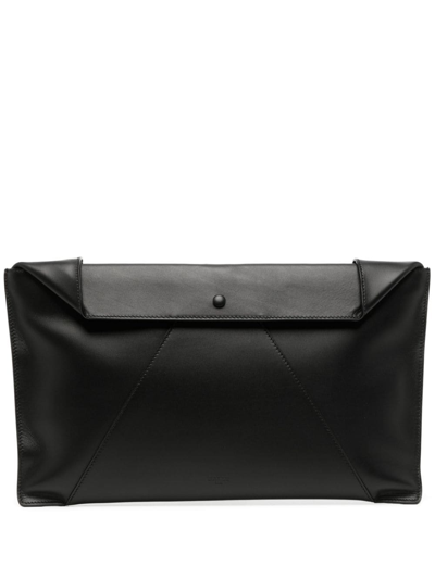 Bally Leather Clutch Bag In Schwarz