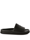 Off-white Leather Slide Sandal With Refined Finish In Black