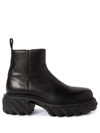 OFF-WHITE EXPLORATION MOTOR LEATHER ANKLE BOOTS
