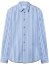OFF-WHITE ZIP-EMBELLISHED STRIPED COTTON SHIRT