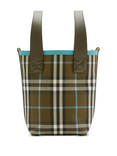 Burberry Mini London Check-pattern Tote Bag In Grün