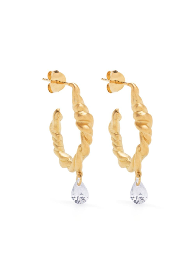 Completedworks Twisted-hoop Crystal Drop Earrings In Gold