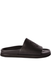 Off-white Arrows-embroidered Leather Slippers In Black