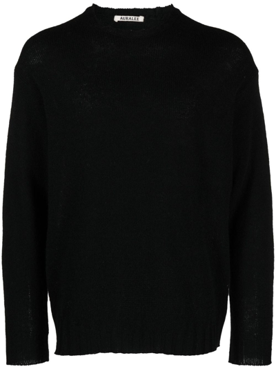 Auralee Chunky Knit Crew-neck Jumper In Black