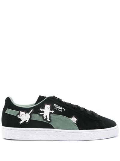 Puma X Ripndip Suede Sneakers In Black/eucalyptus