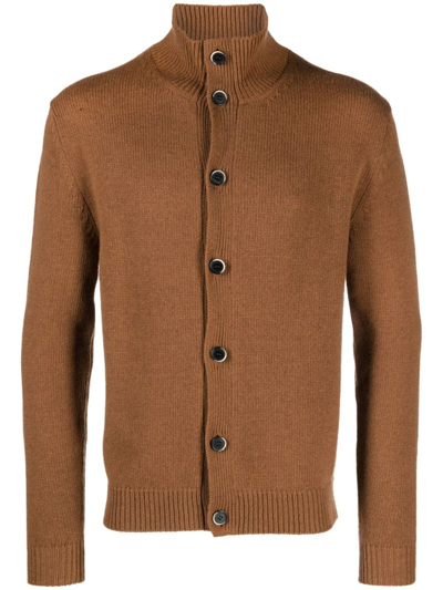 Barena Venezia Intarsia-knit High-neck Cardigan In Brown