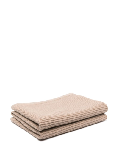 Brunello Cucinelli Ribbed-knit Cashmere Blanket In Braun