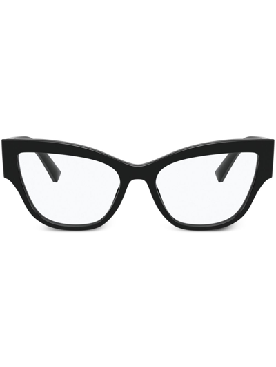 Dolce & Gabbana Cat Eye-frame Logo-lettering Glasses In Schwarz