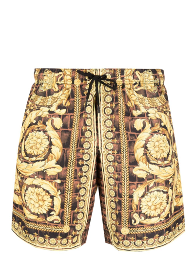 Versace Print Swim Shorts In Multicolor