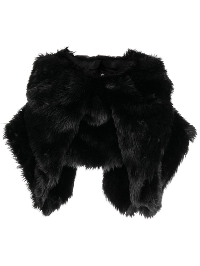 Comme Des Garçons Fur-design Cropped Blouse In Black