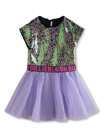 Billieblush Kids' Sequin-embellished Panelled Dress In Purple