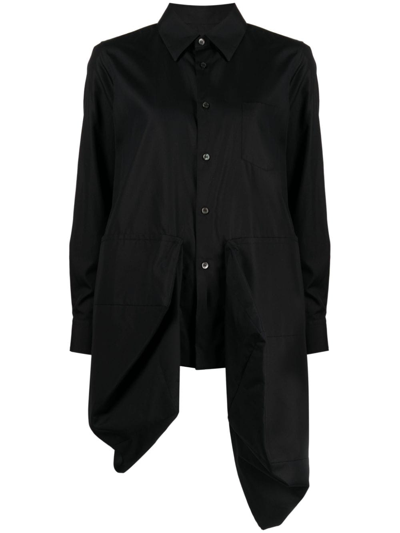 Comme Des Garçons 不对称下摆棉衬衫 In Black