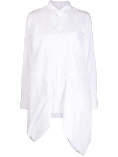 Comme Des Garçons Asymmetric-hem Cotton Shirt In White