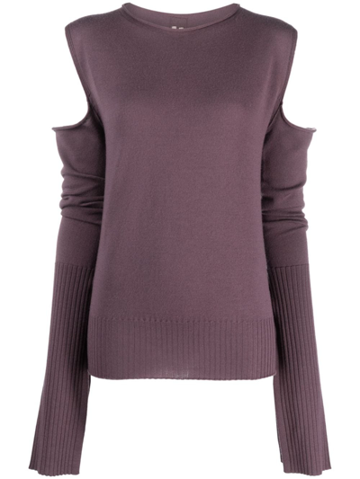 Rick Owens Off-shoulder Knitted Top In Purple